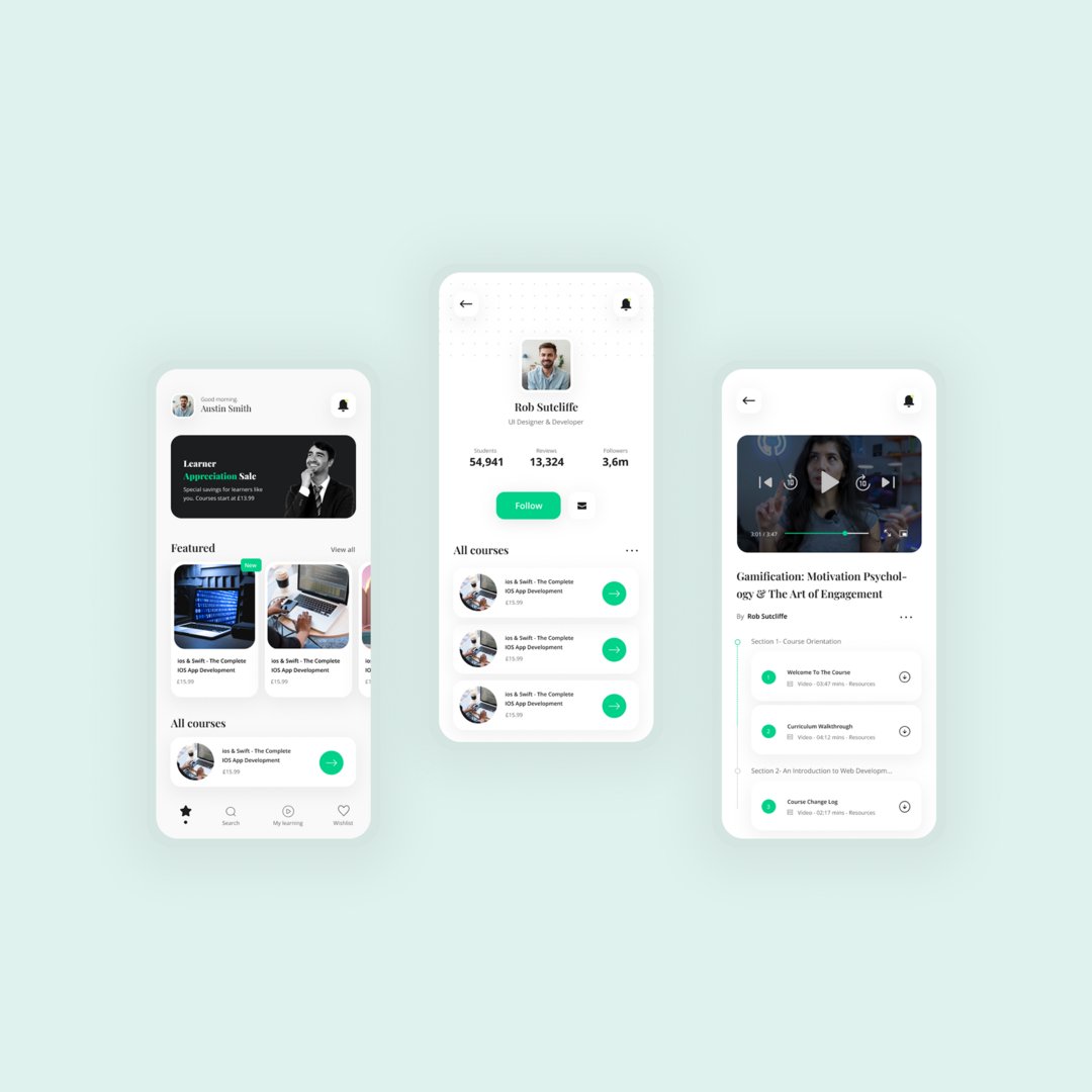 UI/UX mobile app design concept Elearning Mobile App by Myfxmedia