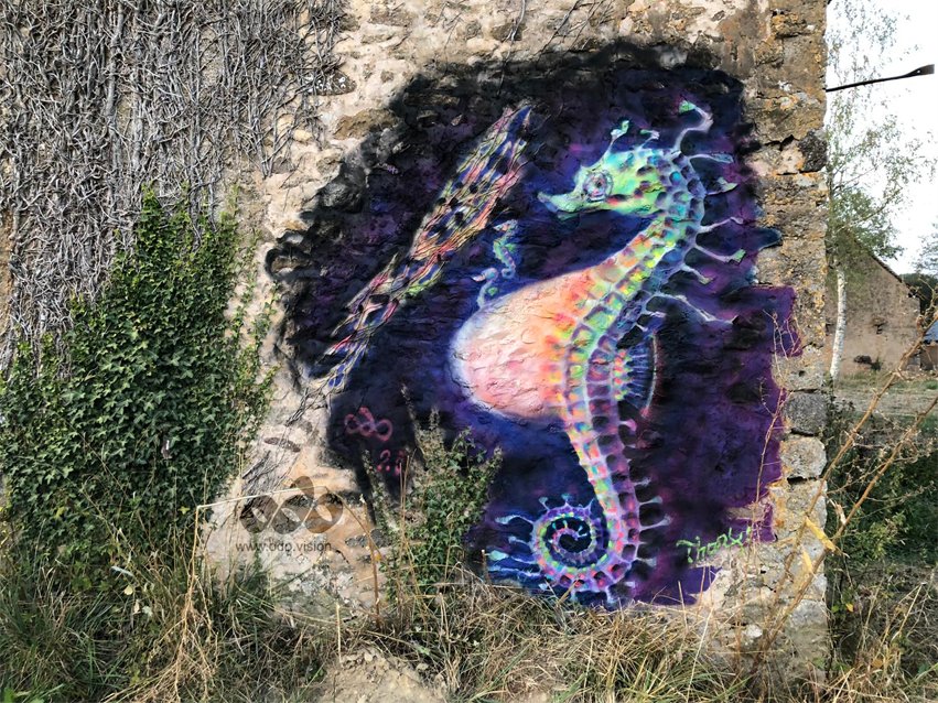 Mural illustration - pregnant seahorse dad by Odo - on Twine.